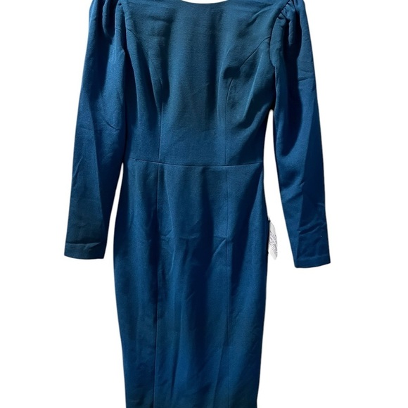 Dress The Population NWT Long Sleeve Scoop Back Midi Dress Size Small Blue - Picture 3 of 7